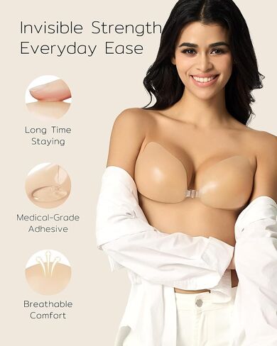 صدرية لاصق Niidor للنساء لزجة غير مرئية ادفع صدرية السيليكون لللباس الخالي in Kuwait