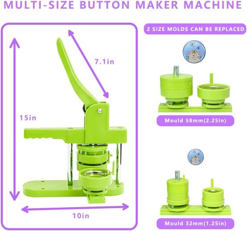 Button Maker Machine, DIY Pin Button Maker Machine,75mm(3 inch) Button Pin Maker Machine Kit with Free 100pcs Button Parts&Circle Cutter&Wrench Gadget in Saudi Arabia