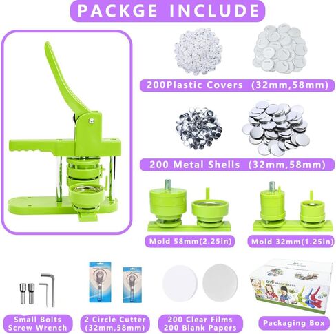 Button Maker Machine, DIY Pin Button Maker Machine,75mm(3 inch) Button Pin Maker Machine Kit with Free 100pcs Button Parts&Circle Cutter&Wrench Gadget in Saudi Arabia