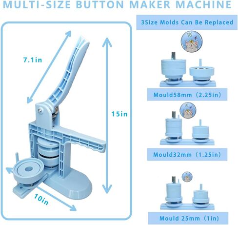 Button Maker Machine, DIY Pin Button Maker Machine,75mm(3 inch) Button Pin Maker Machine Kit with Free 100pcs Button Parts&Circle Cutter&Wrench Gadget in Saudi Arabia