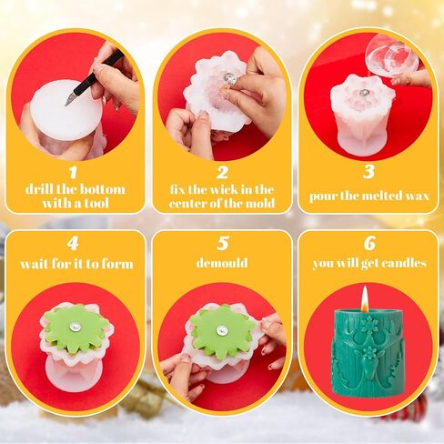 4 Pcs Christmas Tree Candle Mold 3D Tree Shaped Candle Silicone Mold Xmas Pine Candle Molds for Candle Making with 100 Pcs Candle Wicks for Wax Candle Soap Clay Craft Cake DIY Home Party Decoration in Saudi Arabia