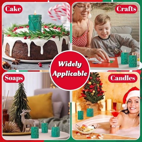 4 Pcs Christmas Tree Candle Mold 3D Tree Shaped Candle Silicone Mold Xmas Pine Candle Molds for Candle Making with 100 Pcs Candle Wicks for Wax Candle Soap Clay Craft Cake DIY Home Party Decoration in Saudi Arabia