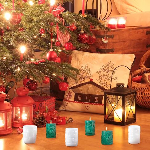 4 Pcs Christmas Tree Candle Mold 3D Tree Shaped Candle Silicone Mold Xmas Pine Candle Molds for Candle Making with 100 Pcs Candle Wicks for Wax Candle Soap Clay Craft Cake DIY Home Party Decoration in Saudi Arabia