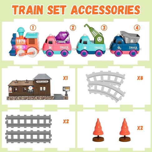Train Set for Toddlers, Electric Train Toys with Light, Music and Animals, Toddler Magnetic Train Track Playset 3-5, Birthday Gifts for 3 4 5 Years Old Boys Girls in Kuwait