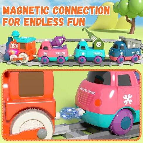 Train Set for Toddlers, Electric Train Toys with Light, Music and Animals, Toddler Magnetic Train Track Playset 3-5, Birthday Gifts for 3 4 5 Years Old Boys Girls in Kuwait