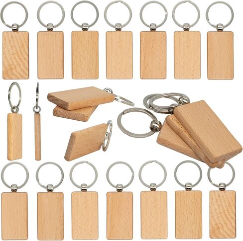 TFoRibbon 50 Pcs Wood Engraving Blanks Wooden Blank Keychains (Round) TFoRibbon00057 in Saudi Arabia