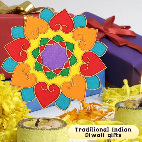 Weekgrat 11.8 Inch Diwali Rangoli Mats Mandala Sand Art Set Include 4 Pcs 6 Mandala Painting Stencils Wooden Coloring Mat Rangoli Stencils for Diwali Rangoli Festivals Home Decor Supplies in Saudi Arabia
