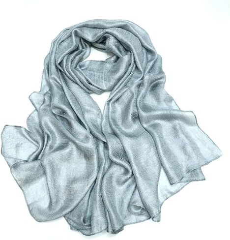 Bettli Womens Extra Large Scarf Shawl Wraps Pashminas Solid Soft Silky for Bridal Evening Wedding Party (silver grey) in Kuwait