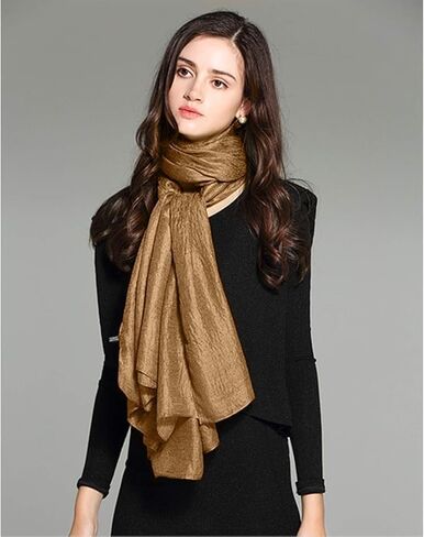 وشاح شال نسائي كبير جدًا من Bettli يلتف الباشمينا الصلبة الناعمة الحريرية لحفلات الزفاف المسائية (رمادي فضي) in Kuwait