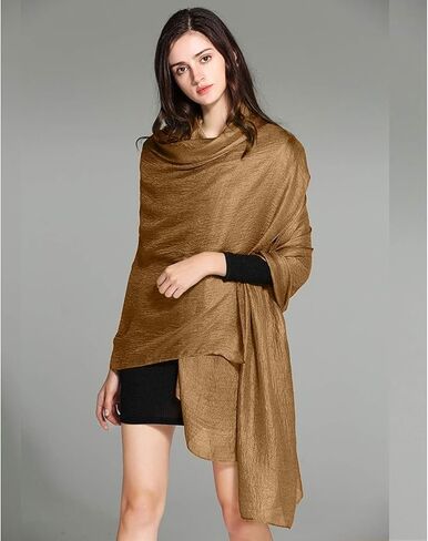 وشاح شال نسائي كبير جدًا من Bettli يلتف الباشمينا الصلبة الناعمة الحريرية لحفلات الزفاف المسائية (رمادي فضي) in Kuwait