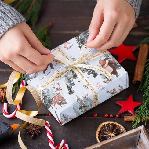 ورقة التغليف عيد الميلاد Rayofsun ، Gingerbread Man Gift Flapp Rolls ، ورقة تغليف هدايا Kraft للأشخاص تجعل الهدية رائعة للاحتفال بعيد الميلاد (حزمة 1:17 في × 32 قدمًا) in Kuwait