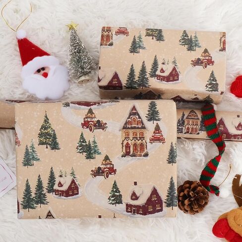 RayofSun christmas wrapping paper,Gingerbread Man gift wrapping paper rolls,kraft gift wrapping paper for people Make the gift more exquisite for celebrating Christmas (pack of 1:17 in x 32 ft) in Saudi Arabia