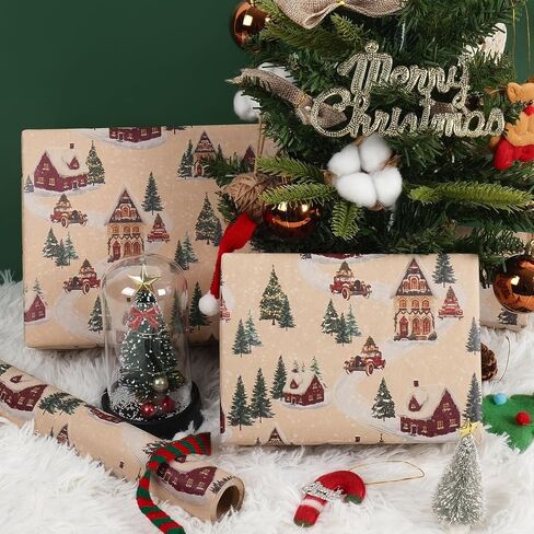 RayofSun christmas wrapping paper,Gingerbread Man gift wrapping paper rolls,kraft gift wrapping paper for people Make the gift more exquisite for celebrating Christmas (pack of 1:17 in x 32 ft) in Saudi Arabia