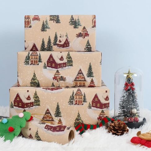 RayofSun christmas wrapping paper,Gingerbread Man gift wrapping paper rolls,kraft gift wrapping paper for people Make the gift more exquisite for celebrating Christmas (pack of 1:17 in x 32 ft) in Saudi Arabia