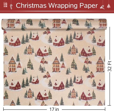 RayofSun christmas wrapping paper,Gingerbread Man gift wrapping paper rolls,kraft gift wrapping paper for people Make the gift more exquisite for celebrating Christmas (pack of 1:17 in x 32 ft) in Saudi Arabia