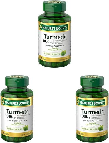 يدعم الكركم Nature's Bounty مع مستخلص الفلفل الأسود ، صحة مضادات الأكسدة ، 1000mg ، 60 كبسولة in Kuwait