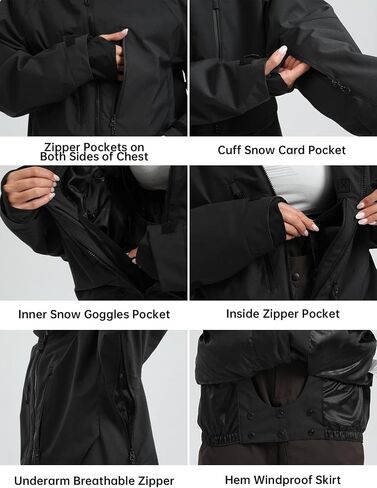 IMPHUT Mens Snowboard Jacket Baggy Womens Ski Jacket Insulated Waterproof Windproof Snow Outerwear Winter Hooded Coat in Kuwait
