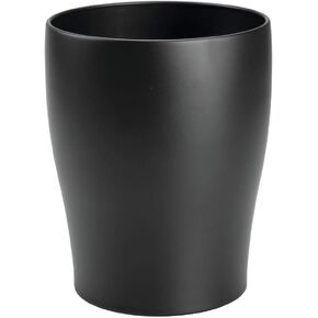 mDesign Steel 1.67 Gallon Trash Can Small Round Wastebasket Metal Garbage Container Recycle Bin for Waste, Recycling in Bathroom, Kitchen, Bedroom, Home Office, Outdoor Trashcan - Black in Kuwait