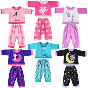 6 Sets Baby Dolls Clothes 18 Inch Reborn Baby Doll Outfit Accessories Jumpsuits with Hats for Party Game Gifts(Simple Style) in Kuwait