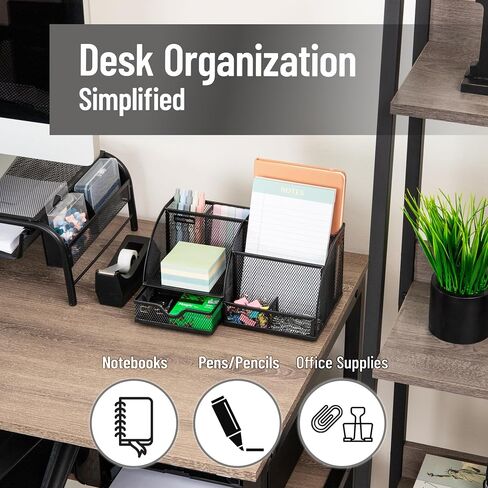 Mind Reader Desktop Organizer, File Storage, Accessory Storage, Workspace, Office, Metal Mesh, 11" L x 5.5" W x 5.25" H, Black in Saudi Arabia