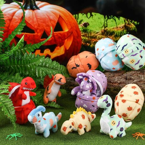 12 Pcs Adopt a Dinosaur Party Favors, 6 Small Dinosaur Stuffed Animals Plush Toys Dino Plushies with 6 Mini Dino Egg Bags Cute Stuffy Bulk for Boys Girls Easter Graduation Birthday Gifts in Kuwait