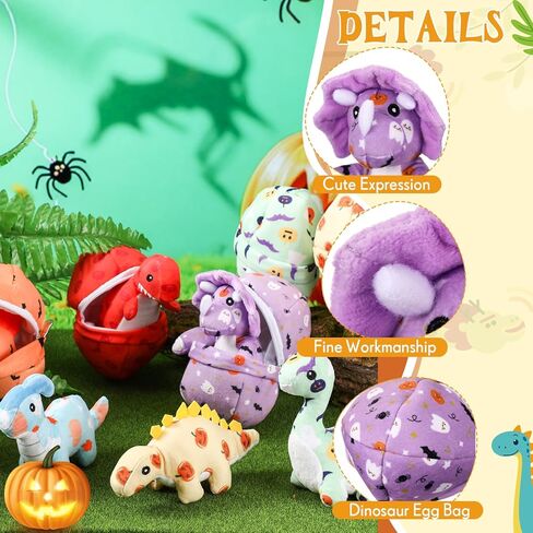 12 Pcs Adopt a Dinosaur Party Favors, 6 Small Dinosaur Stuffed Animals Plush Toys Dino Plushies with 6 Mini Dino Egg Bags Cute Stuffy Bulk for Boys Girls Easter Graduation Birthday Gifts in Kuwait