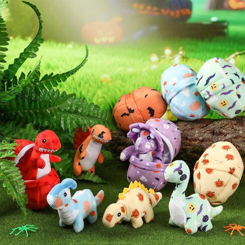 12 Pcs Adopt a Dinosaur Party Favors, 6 Small Dinosaur Stuffed Animals Plush Toys Dino Plushies with 6 Mini Dino Egg Bags Cute Stuffy Bulk for Boys Girls Easter Graduation Birthday Gifts in Kuwait