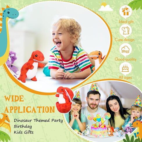 12 Pcs Adopt a Dinosaur Party Favors, 6 Small Dinosaur Stuffed Animals Plush Toys Dino Plushies with 6 Mini Dino Egg Bags Cute Stuffy Bulk for Boys Girls Easter Graduation Birthday Gifts in Kuwait