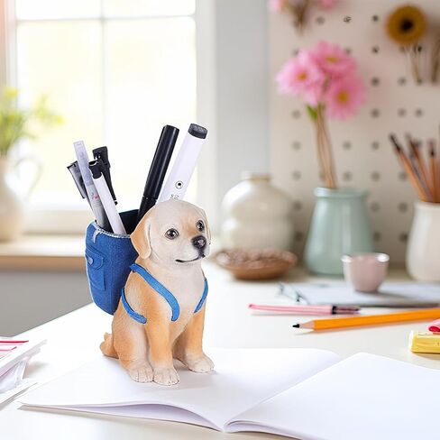 SHENGTIAN Dog Pen Holders, German Shepherd Decor Statue, Cute Pencil Holder, Dog Pencil Holder, Animal Pen Holder, Dog Desk Accessories for Office, School, Home, German Shepherd Gifts for Women Men in Saudi Arabia