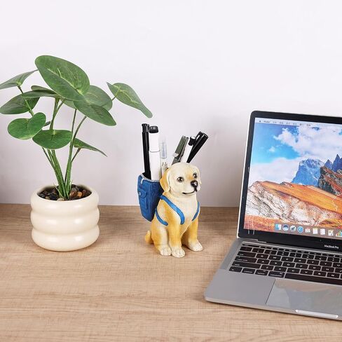 SHENGTIAN Dog Pen Holders, German Shepherd Decor Statue, Cute Pencil Holder, Dog Pencil Holder, Animal Pen Holder, Dog Desk Accessories for Office, School, Home, German Shepherd Gifts for Women Men in Saudi Arabia