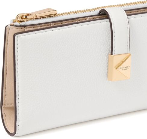 kate spade new york Deco Colorblocked Pebbled Leather Zip Slim Wallet, Milk Glass Multi in Kuwait