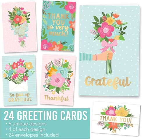 54 Floral Bulk Thank You Cards And Envelopes - Wedding Thank You Cards With Envelopes Bulk, Baby Shower Thank You Cards, Teacher Thank You Card Bulk, Graduation Thank You Notes With Envelopes Set in Saudi Arabia