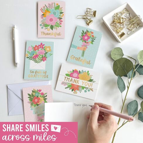 54 Floral Bulk Thank You Cards And Envelopes - Wedding Thank You Cards With Envelopes Bulk, Baby Shower Thank You Cards, Teacher Thank You Card Bulk, Graduation Thank You Notes With Envelopes Set in Saudi Arabia