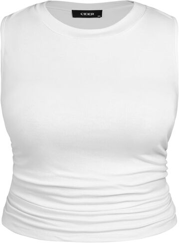 CIDER Crop Tops for Women Mimi Cuttrell Basic Sleeveless Ruched Going Out Summer Casual Ribbed Tank Top in Saudi Arabia