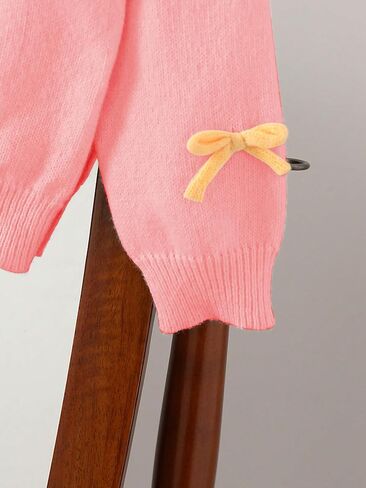 WDIRARA Girl's Bow Crew Neck Sweater Long Sleeve Drop Shoulder Knitwear Cozy Pullover Top in Saudi Arabia