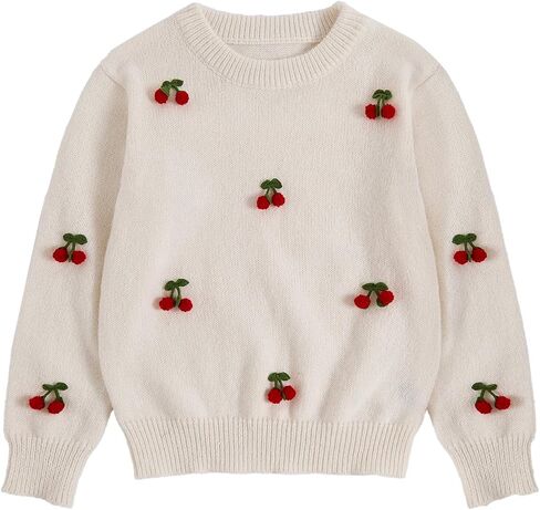 WDIRARA Girl's Bow Crew Neck Sweater Long Sleeve Drop Shoulder Knitwear Cozy Pullover Top in Saudi Arabia