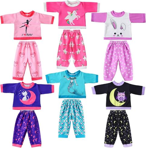 6 مجموعات دمى الطفل ملابس 18 بوصة تولد من جديد دمية ملابس ملحقات بذرة مع قبعات لهدايا لعبة الحفلات (نمط بسيط) in Kuwait