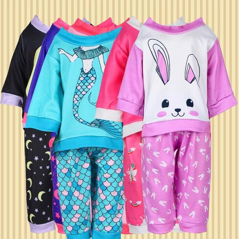 6 مجموعات دمى الطفل ملابس 18 بوصة تولد من جديد دمية ملابس ملحقات بذرة مع قبعات لهدايا لعبة الحفلات (نمط بسيط) in Kuwait