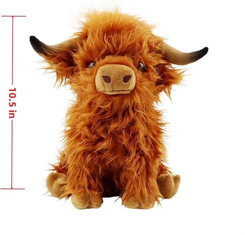 Cute Highland Cows Stuffed Animals,10.5 inches Two Color Realistic Cow Plush Toy,Animals Cattle Plush Farm Toy,Farm Plushie Christmas Birthday Present for Boys Girls Kids Grandchildren (Cute Black) in Saudi Arabia