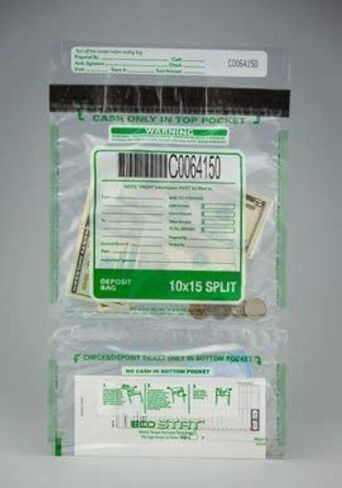 100 Cashier Depot Tamper Evident Bank Deposit Bags, 10" x 15" Clear, Twin Pockets, Serialized Numbering, Barcode, Press & Seal Void Closure Tape in Saudi Arabia