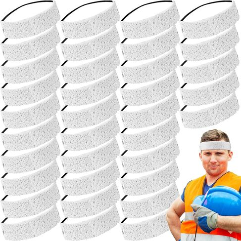 Pasimy 40 Pcs Disposable Sweatband for Work Cooling Sweatband Liner Soft Headbands for Men Women Work Hardhat Helmet Sports, Size 8.7 x 1.6 x 0.12 Inches (Blue) in Saudi Arabia