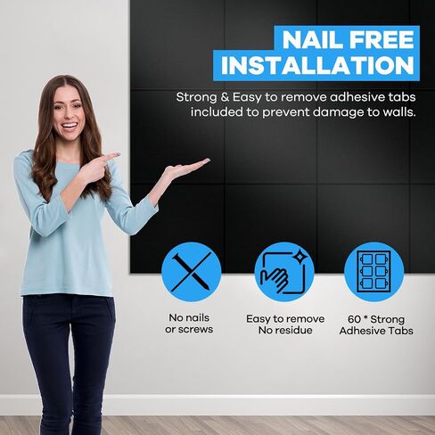 Large Cork Board Alternative - 48" x 36" 12 Pack Felt Wall Tiles with Removable Adhesive Tabs, Cork Boards for Walls Cork Board for Office Pin Board, Modern Bulletin Boards Felt Board for Wall in Saudi Arabia