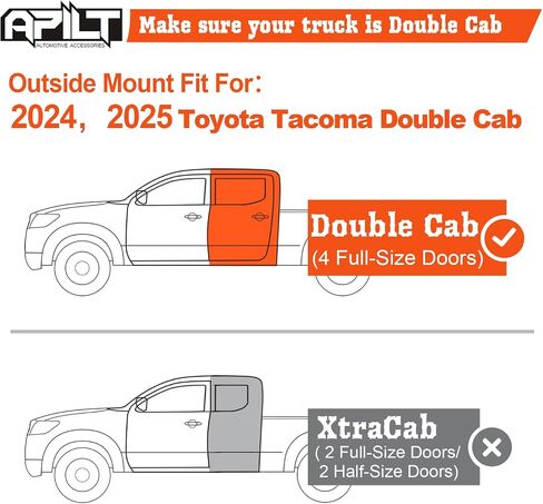 حرس نوافذ حراس هطول الأمطار خارج 2016-2023 Toyota Tacoma Double Cab Vehans تنفيس الشاحنات الإكسسوارات الداكنة الدخان المكونة من 4 قطع مجموعة in Kuwait