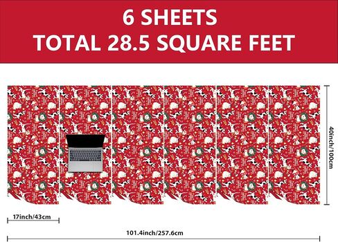 Vnaaem Reversible Christmas Wrapping Paper Roll - 17 Inches X 33 Feet - for Girls Pink Santa Claus and Unicorn Pink and White Stripe Pattern Great for Holiday in Saudi Arabia
