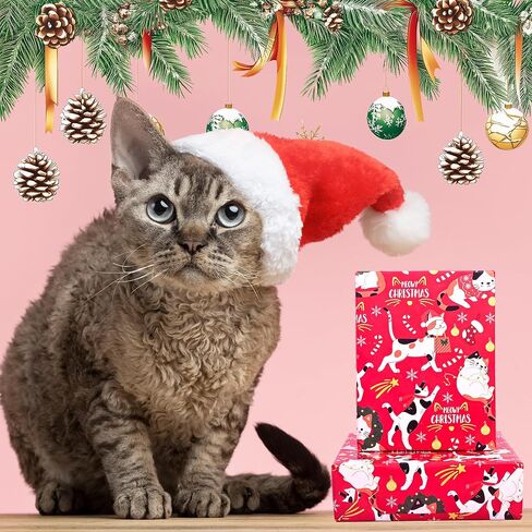 Vnaaem Reversible Christmas Wrapping Paper Roll - 17 Inches X 33 Feet - for Girls Pink Santa Claus and Unicorn Pink and White Stripe Pattern Great for Holiday in Saudi Arabia