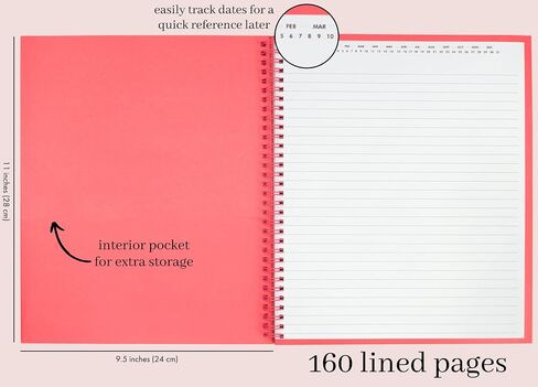 kate spade new york Large College Ruled Notebook, 11" x 9.5" Spiral Notebook with 160 Pages, Painterly Strokes in Saudi Arabia