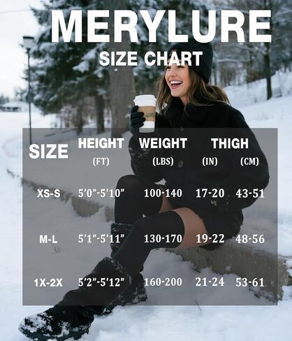 MERYLURE Fleece Lined Thigh High Stockings, Stay Up Lace Top Opaque Winter Warm Tights for Women, medias térmicas mujer in Kuwait