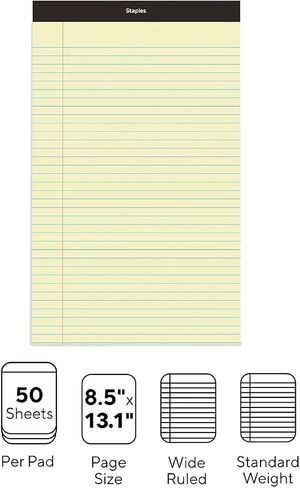 Staples 281303 Notepads 8.5-Inch x 14-Inch Wide White 50 Sh/Pad 12 Pads/PK (51297/26786) in Saudi Arabia