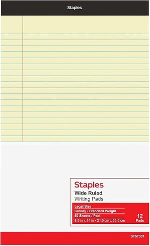 Staples 281303 Notepads 8.5-Inch x 14-Inch Wide White 50 Sh/Pad 12 Pads/PK (51297/26786) in Saudi Arabia