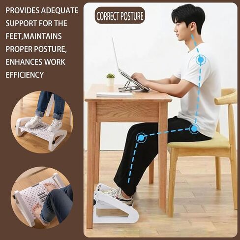 Foot Rest for Under Desk at Work, Adjustable Ergonomic Accessories Portable Small Foot Stool Massager, Office Computer Foot Hammock Rest for High Gaming Chair Tall Footrest for Couch(Black) in Saudi Arabia